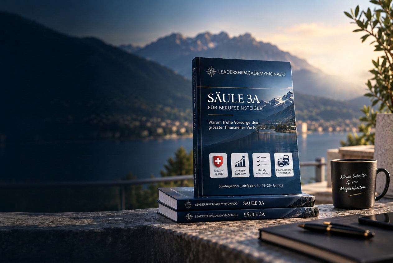 Säule-3a-Guide vor Schweizer Berg- und Seekulisse